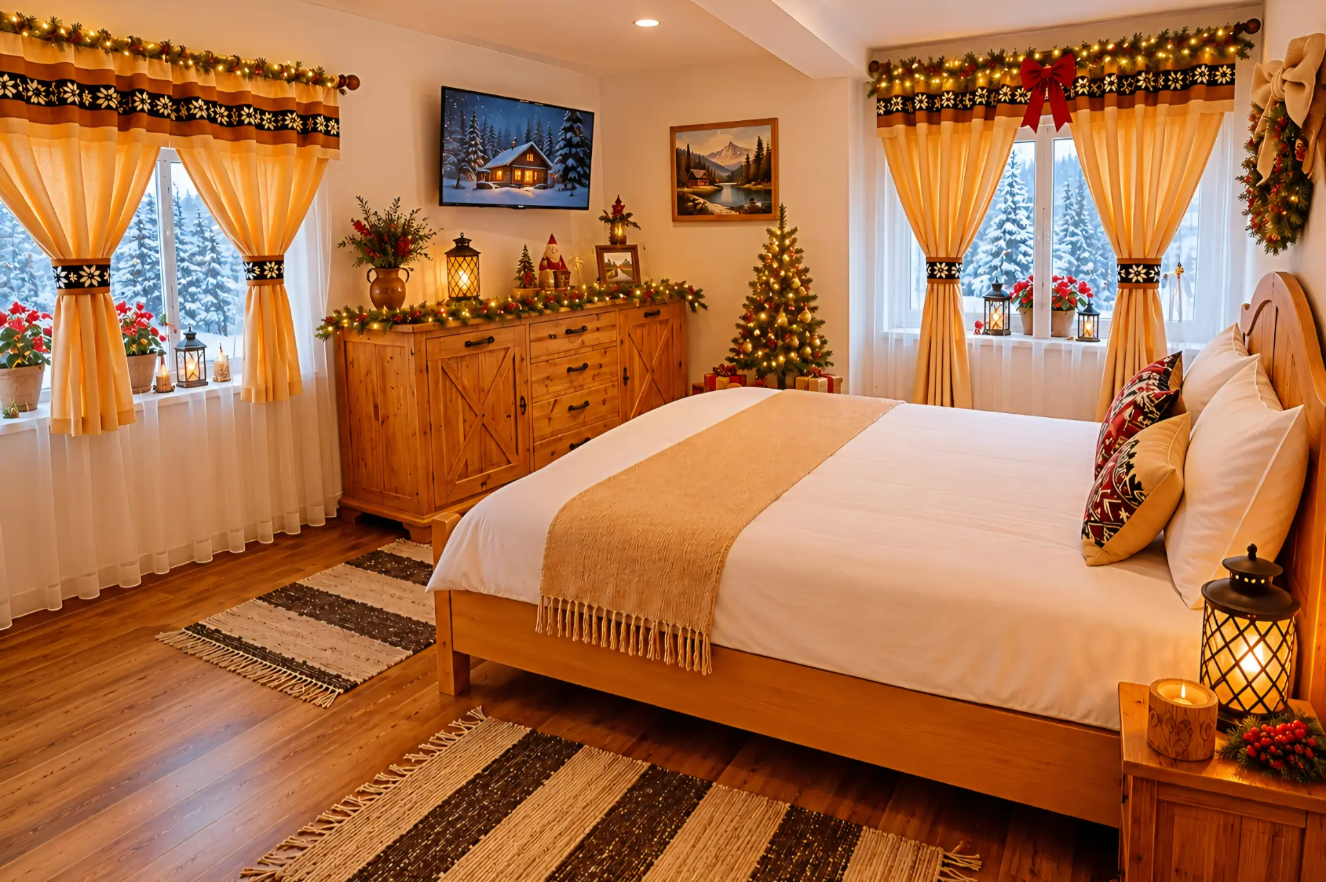 Cameră decorată de Crăciun